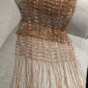 Gold fringed scarf